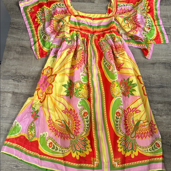 NWT Farm Rio Beach Toucans Scarf MIDI dress- multicolor - Picture 9 of 11